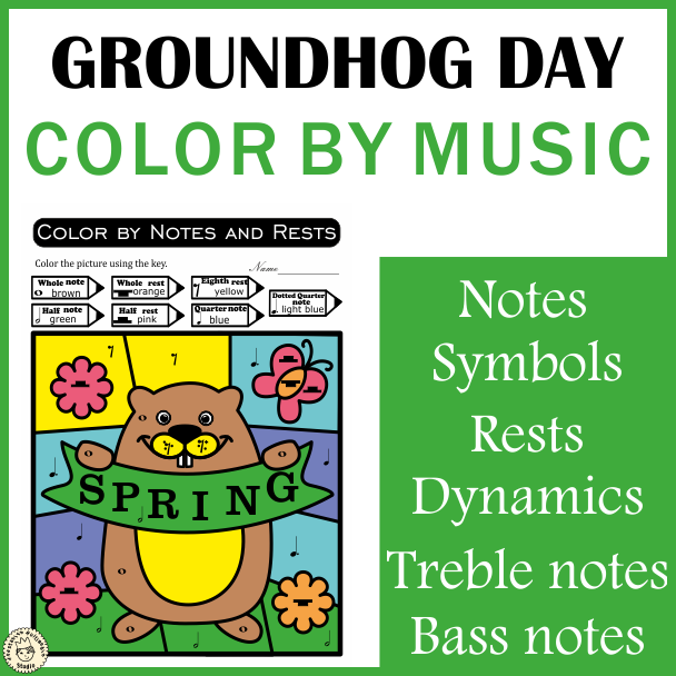 Groundhog Day Music Color by Note Sheets (img # 2)