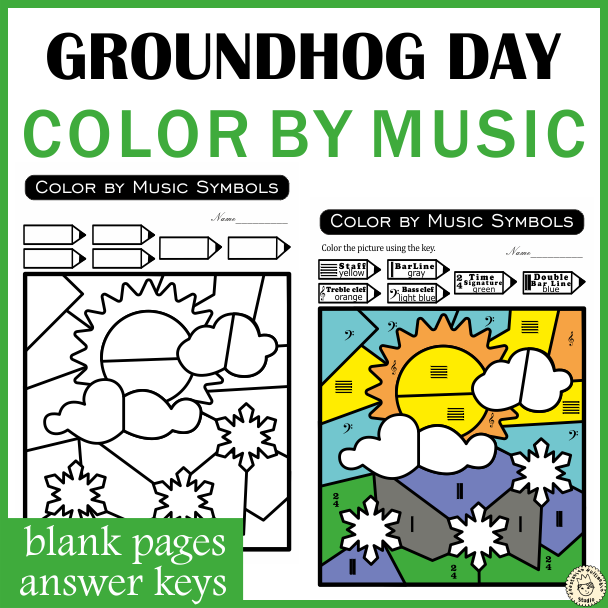 Groundhog Day Music Color by Note Sheets (img # 3)