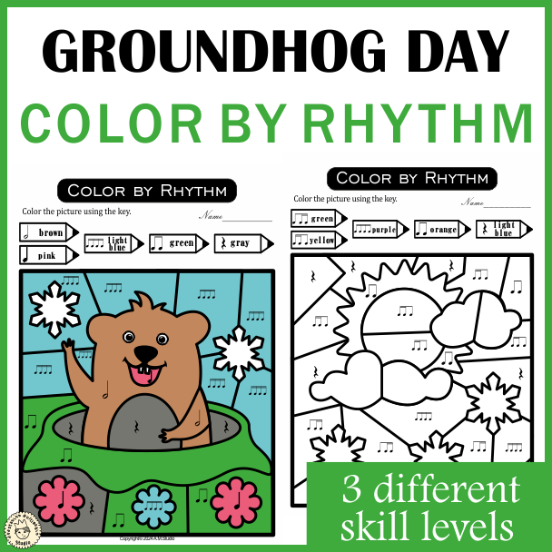 Groundhog Day Music Color by Rhythm Pages (img # 2)