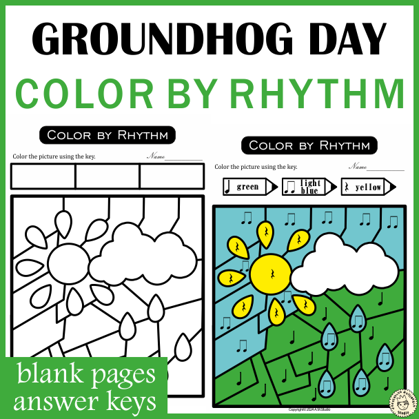Groundhog Day Music Color by Rhythm Pages (img # 3)