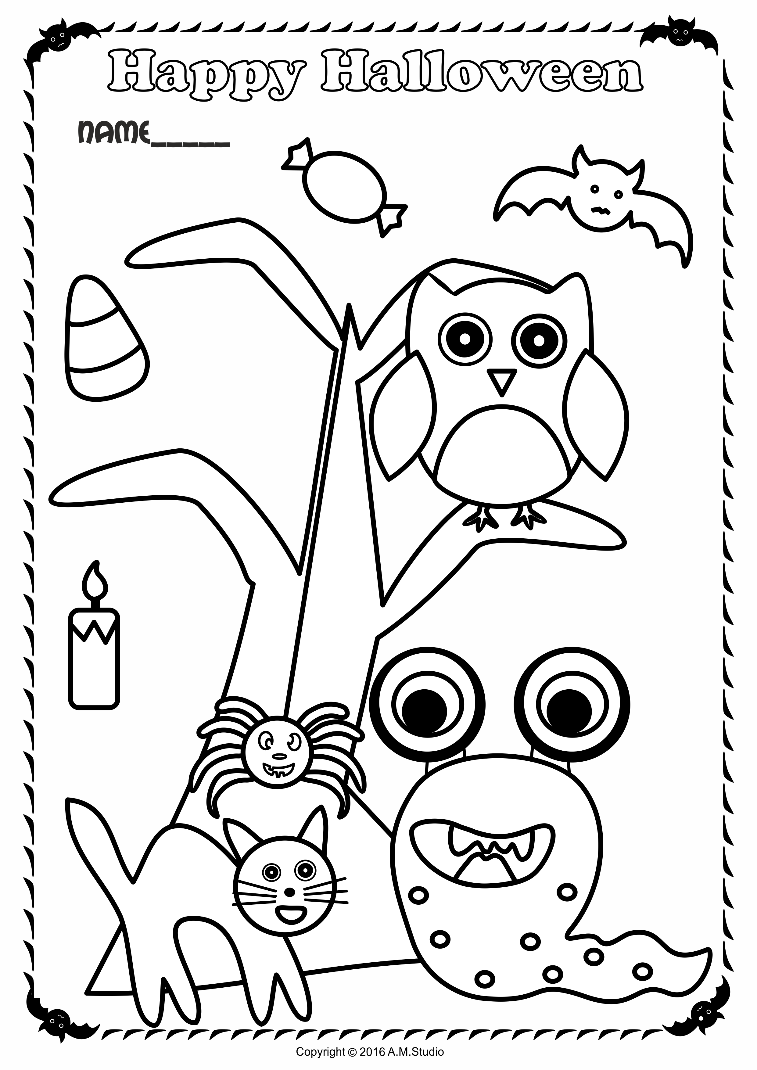 Halloween Coloring Pages for Kids Printable (img # 3)