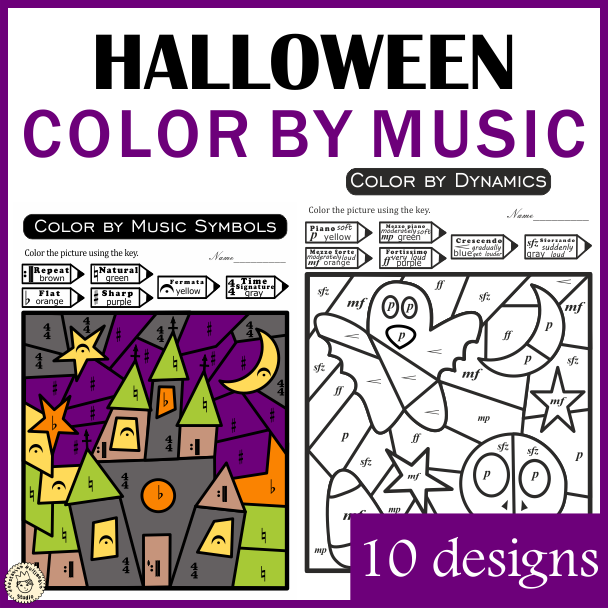 Halloween Music Color by Code Pages | Music Color by Number (img # 1)