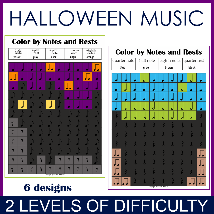 Halloween Music Color by Note Mystery Pictures (img # 1)