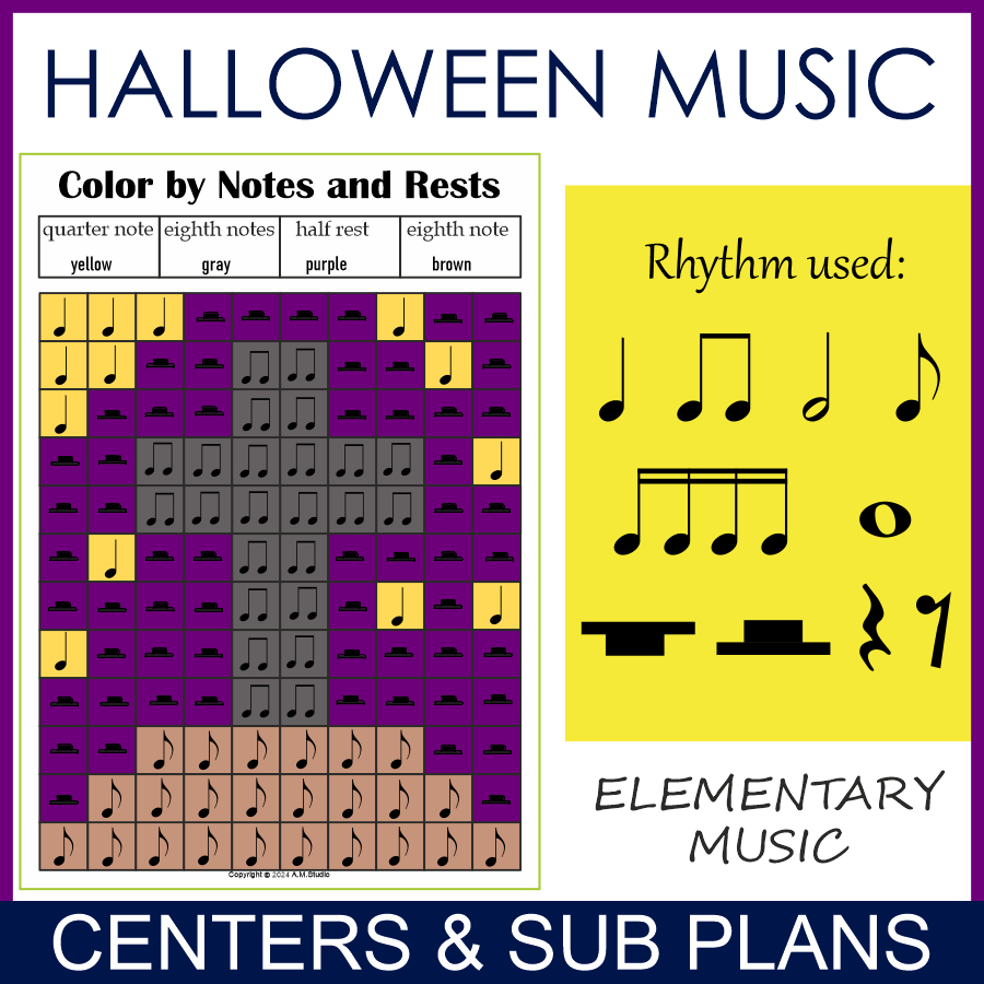 Halloween Music Color by Note Mystery Pictures (img # 2)