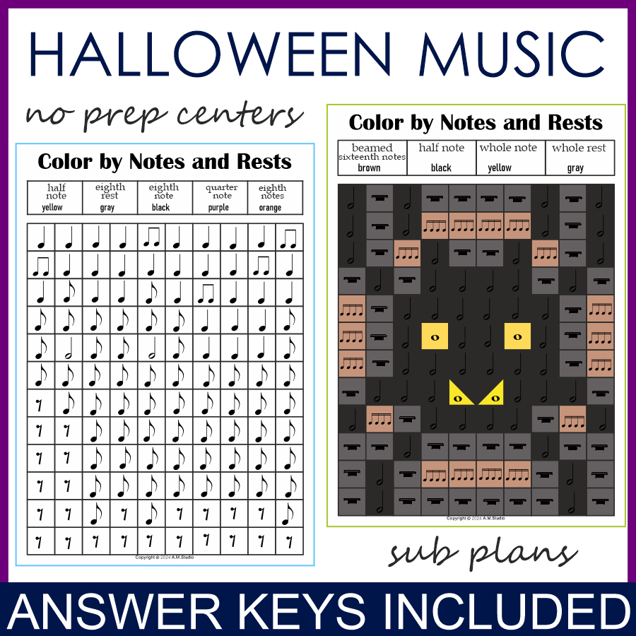 Halloween Music Color by Note Mystery Pictures (img # 3)