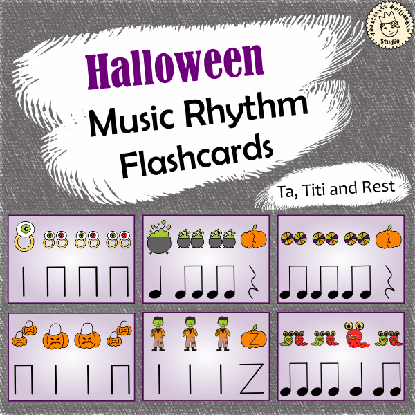 Halloween Music Rhythm Flashcards {Ta, Ti-Ti, Rest} {Google Slides +PDF} (img # 2)