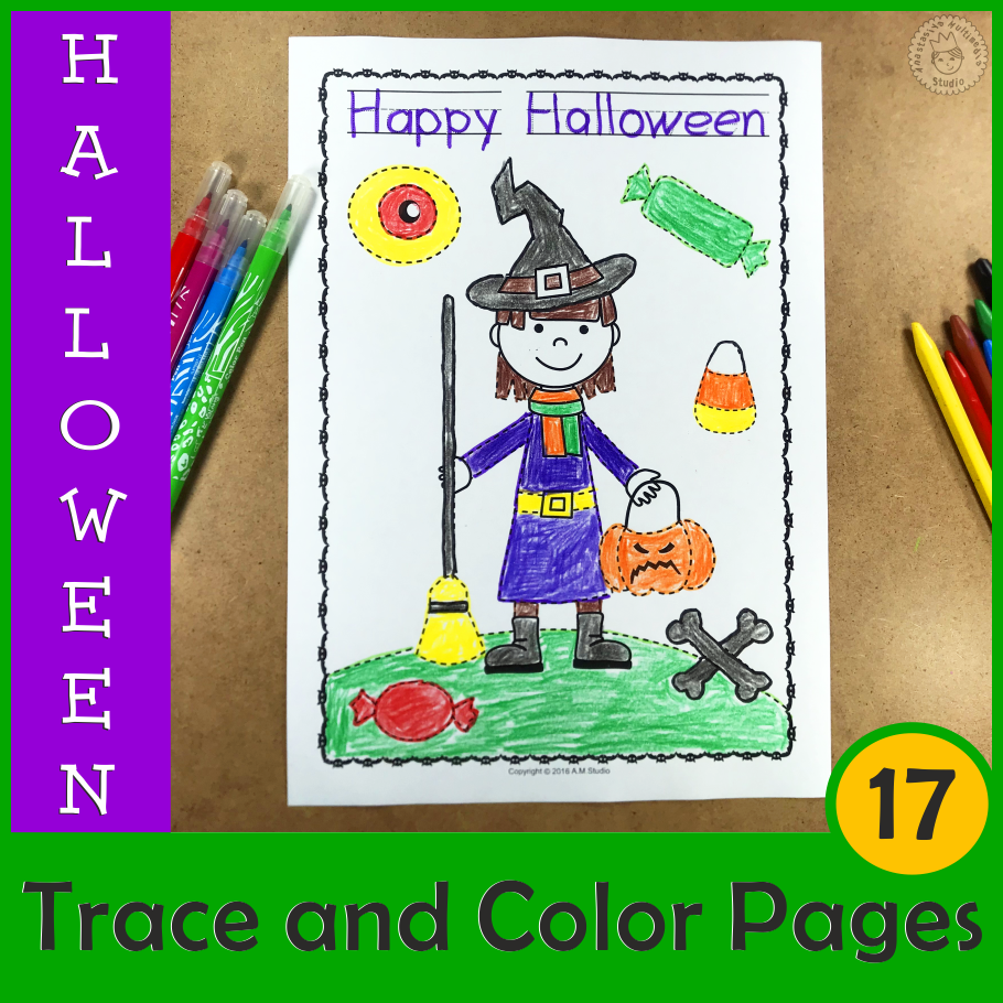 Halloween Tracing and Coloring Pages | Fine Motor Skills | Morning Work (img # 3)