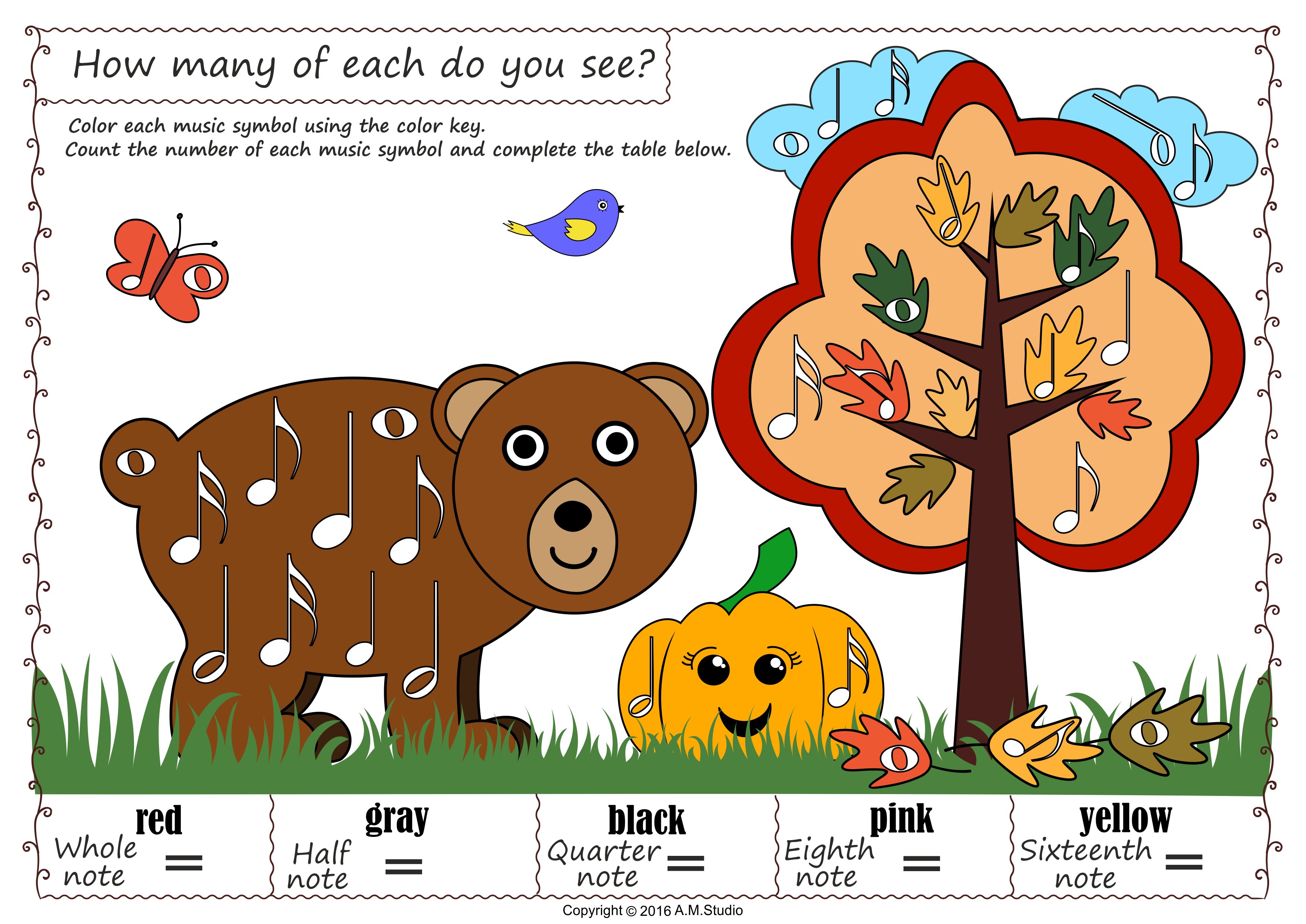 I Spy Music Symbols Coloring Activities | Fall Themed (img # 1)