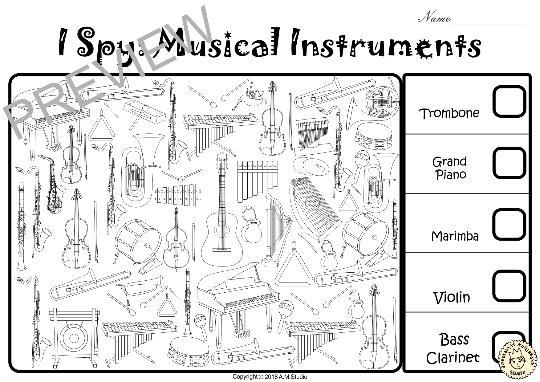 I Spy Musical Instruments Coloring Games (img # 4)