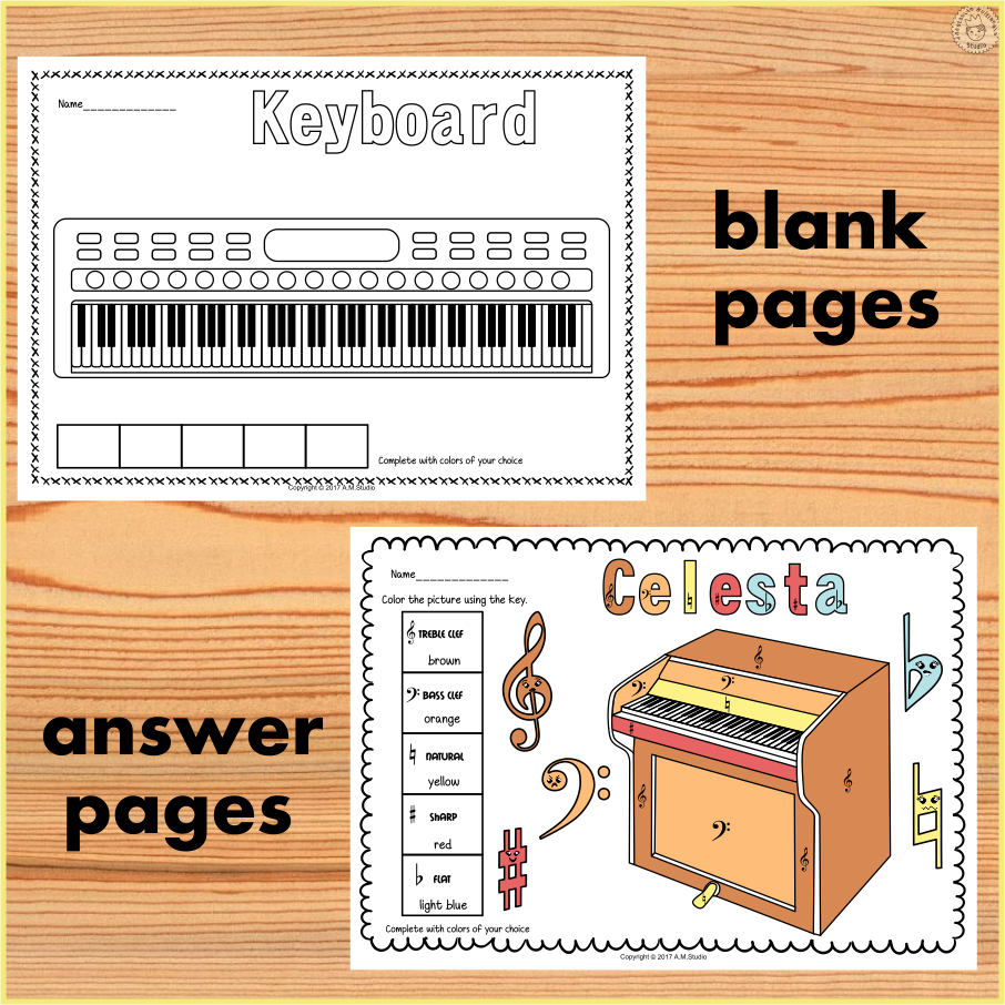 Keyboard Instruments Color by Music Pages (img # 2)