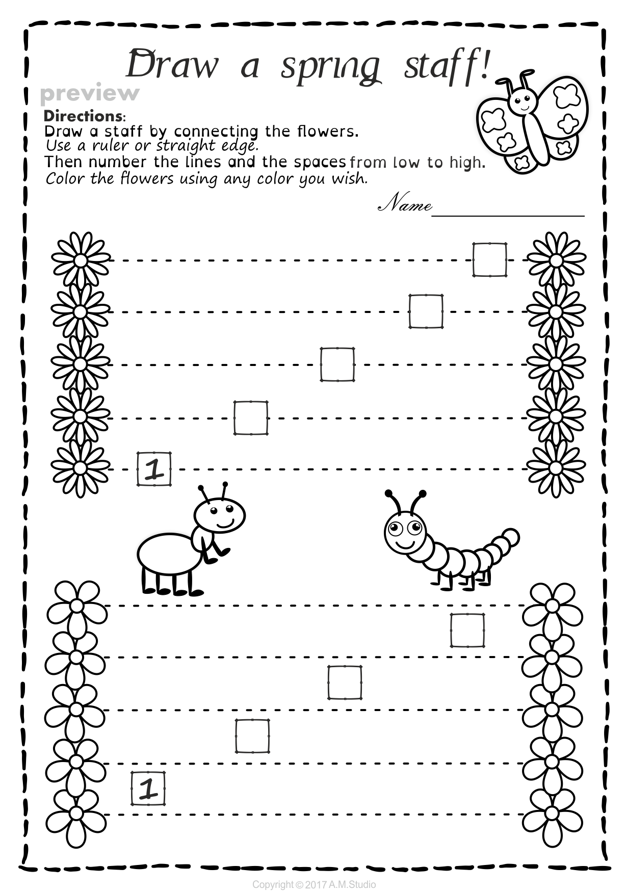 Lines and Spaces Spring Worksheet Pack (img # 1)