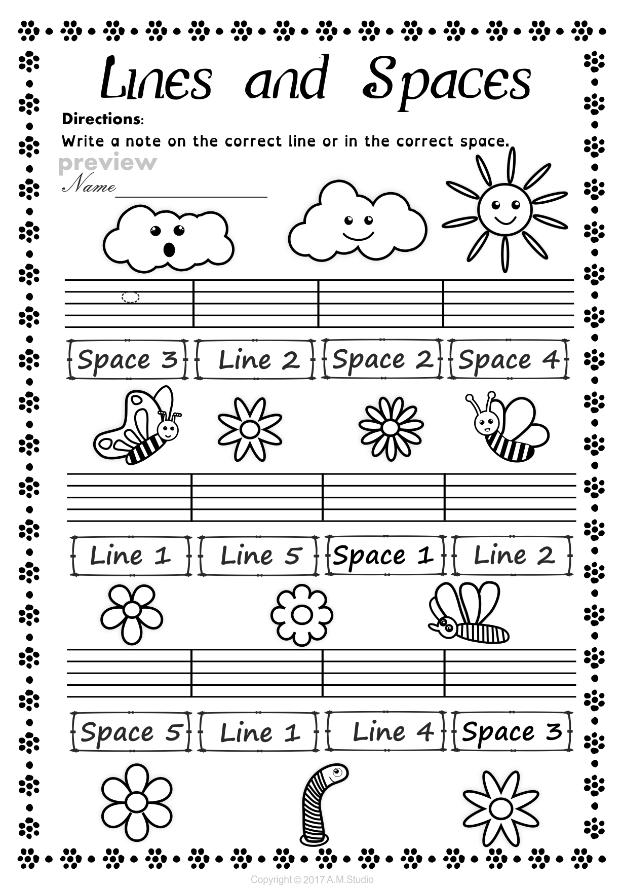 Lines and Spaces Spring Worksheet Pack (img # 2)