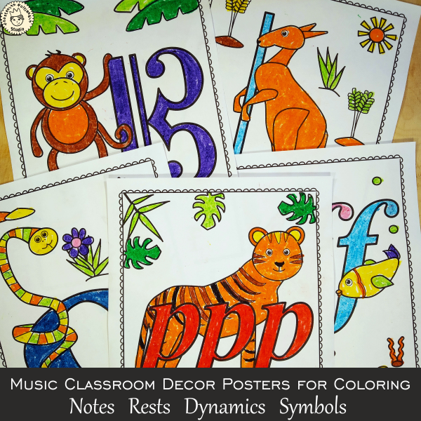 Music Classroom Decor Posters for Coloring set #2 {Animal Themed} (img # 1)