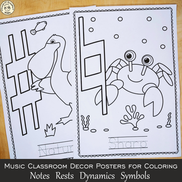 Music Classroom Decor Posters for Coloring set #2 {Animal Themed} (img # 3)