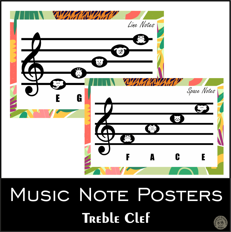 Treble Clef Music Note Posters | Animal Themed (img # 1)