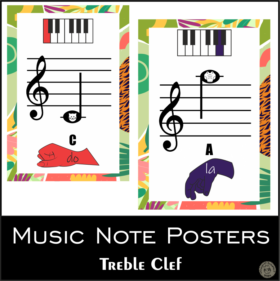 Treble Clef Music Note Posters | Animal Themed (img # 2)
