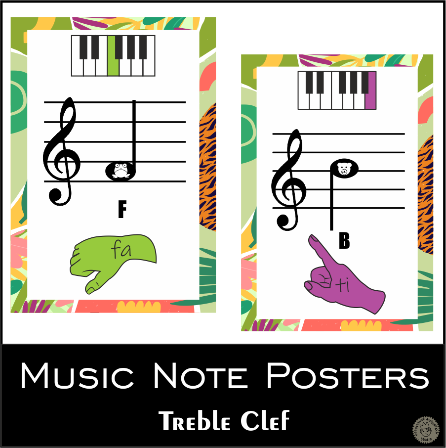 Treble Clef Music Note Posters | Animal Themed (img # 3)