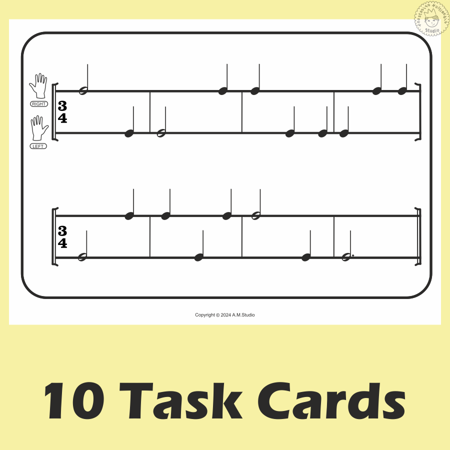 Music Rhythm Task Cards for Beginners | Level 1 _ 3/4 Meter (img # 1)