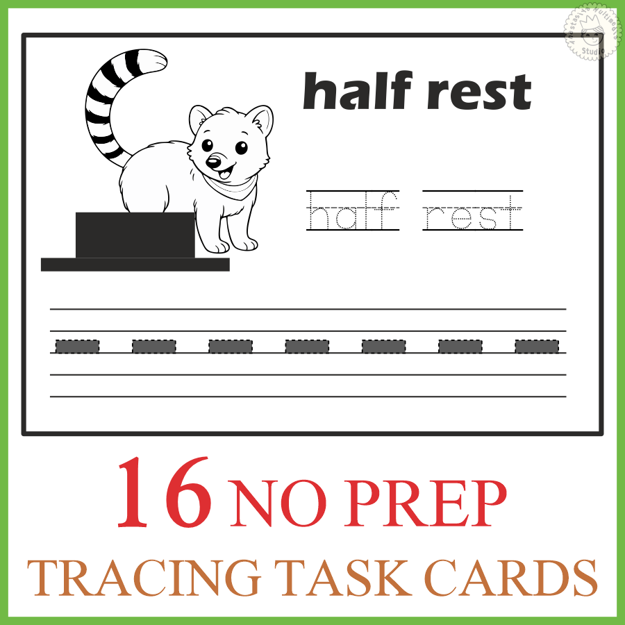 Cinco de Mayo Music Tracing Task Cards | Notes, Rests & Clefs Worksheets (img # 1)