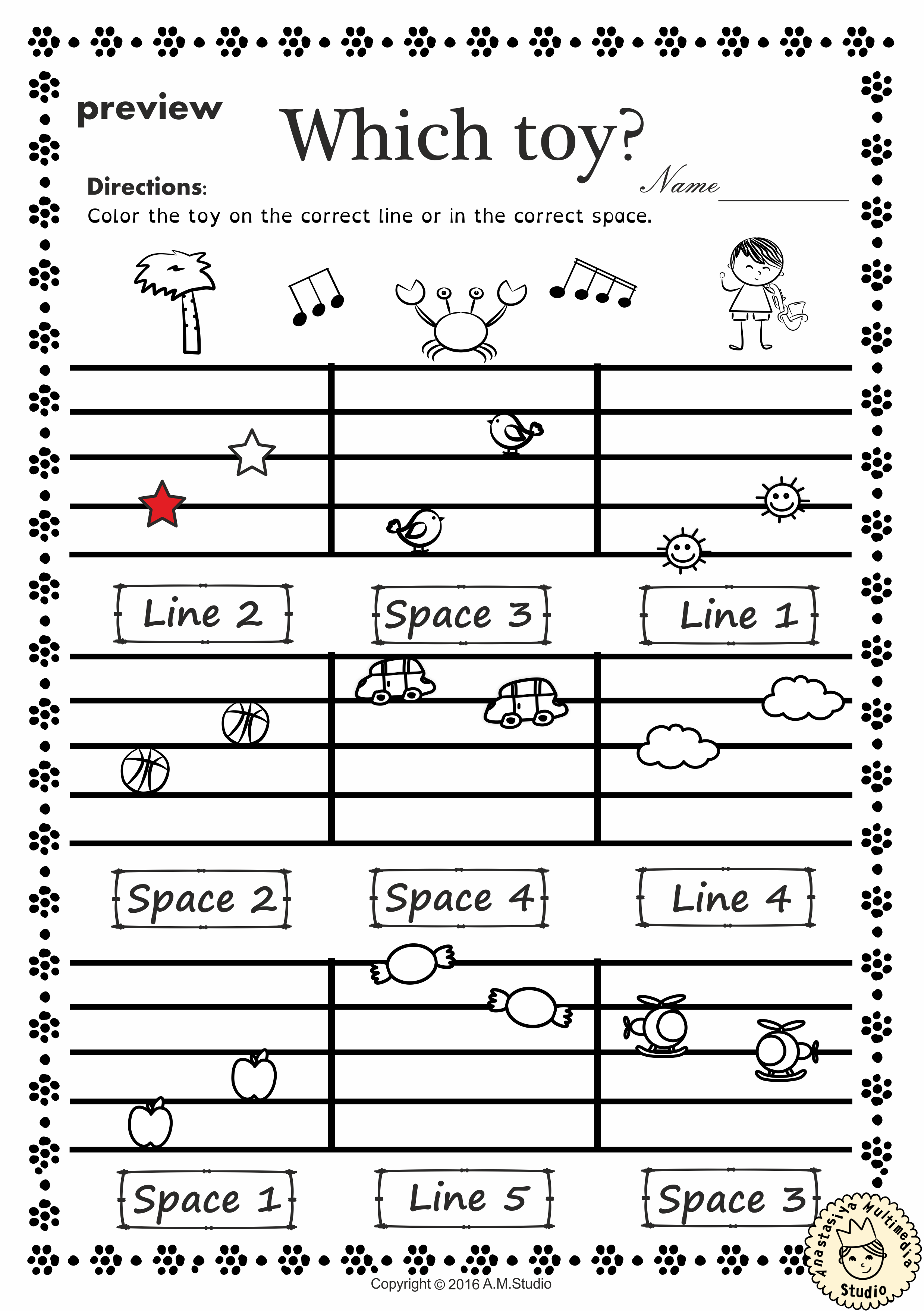 Music Worksheets Pack (Line -Space, High -Low) (img # 4)
