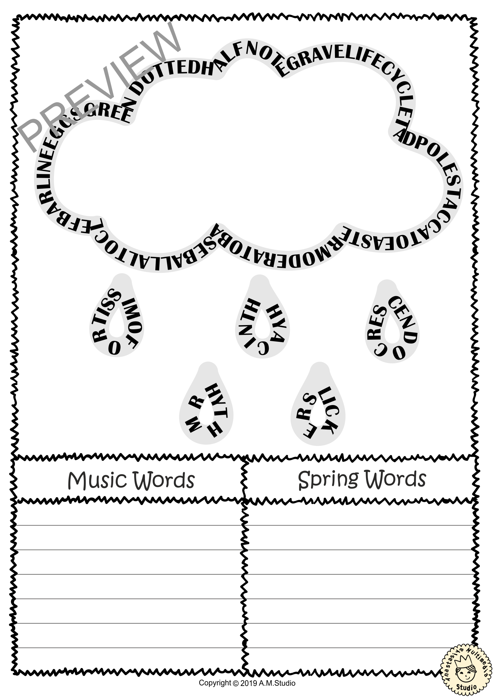 Music word search worksheets for Spring (img # 1)
