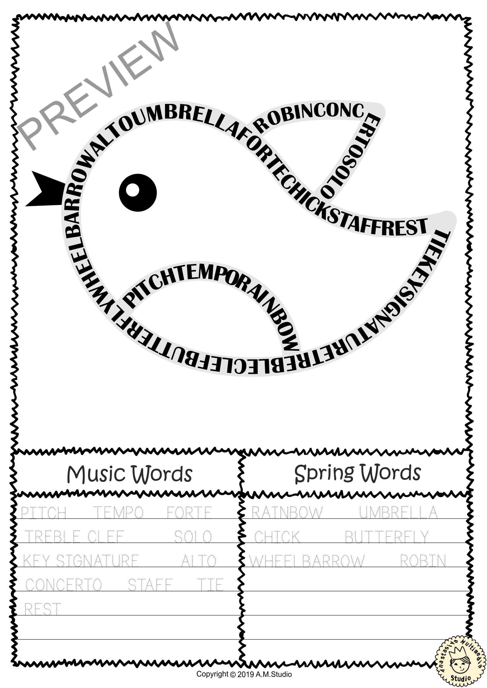 Music word search worksheets for Spring (img # 2)