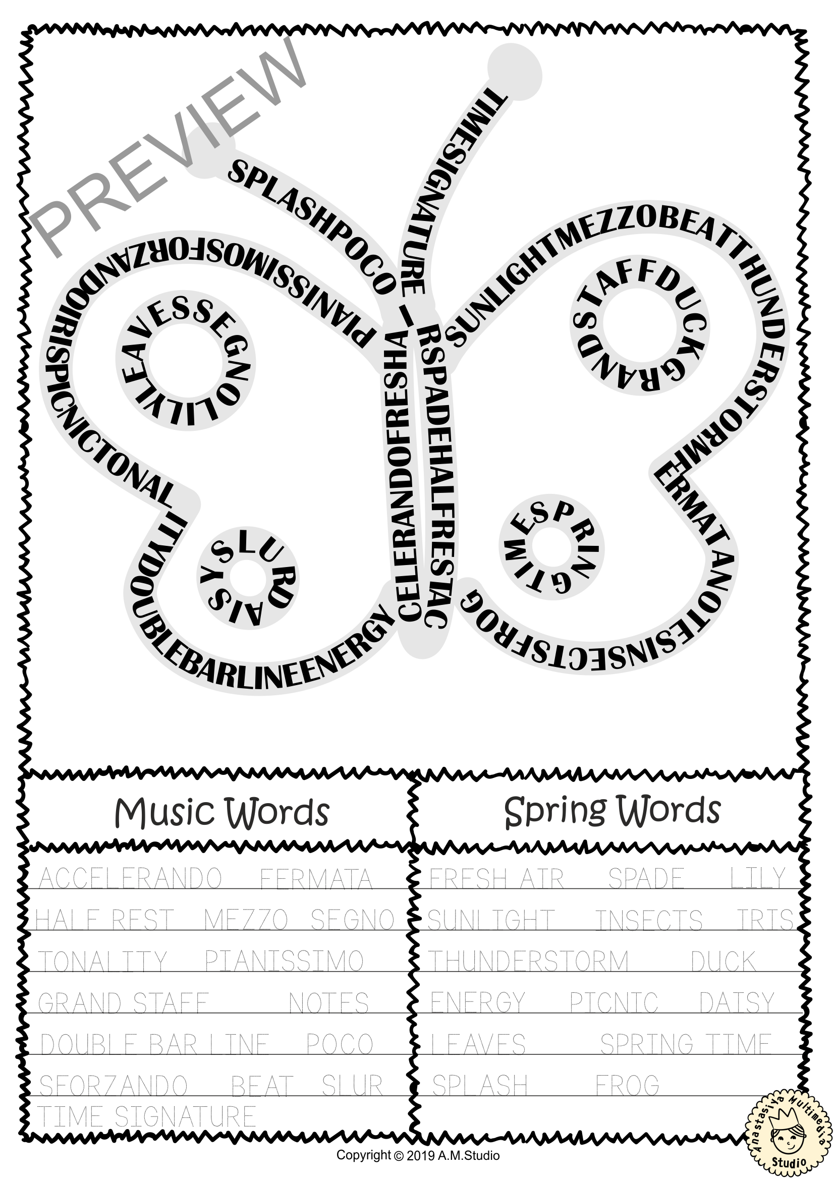 Music word search worksheets for Spring (img # 3)