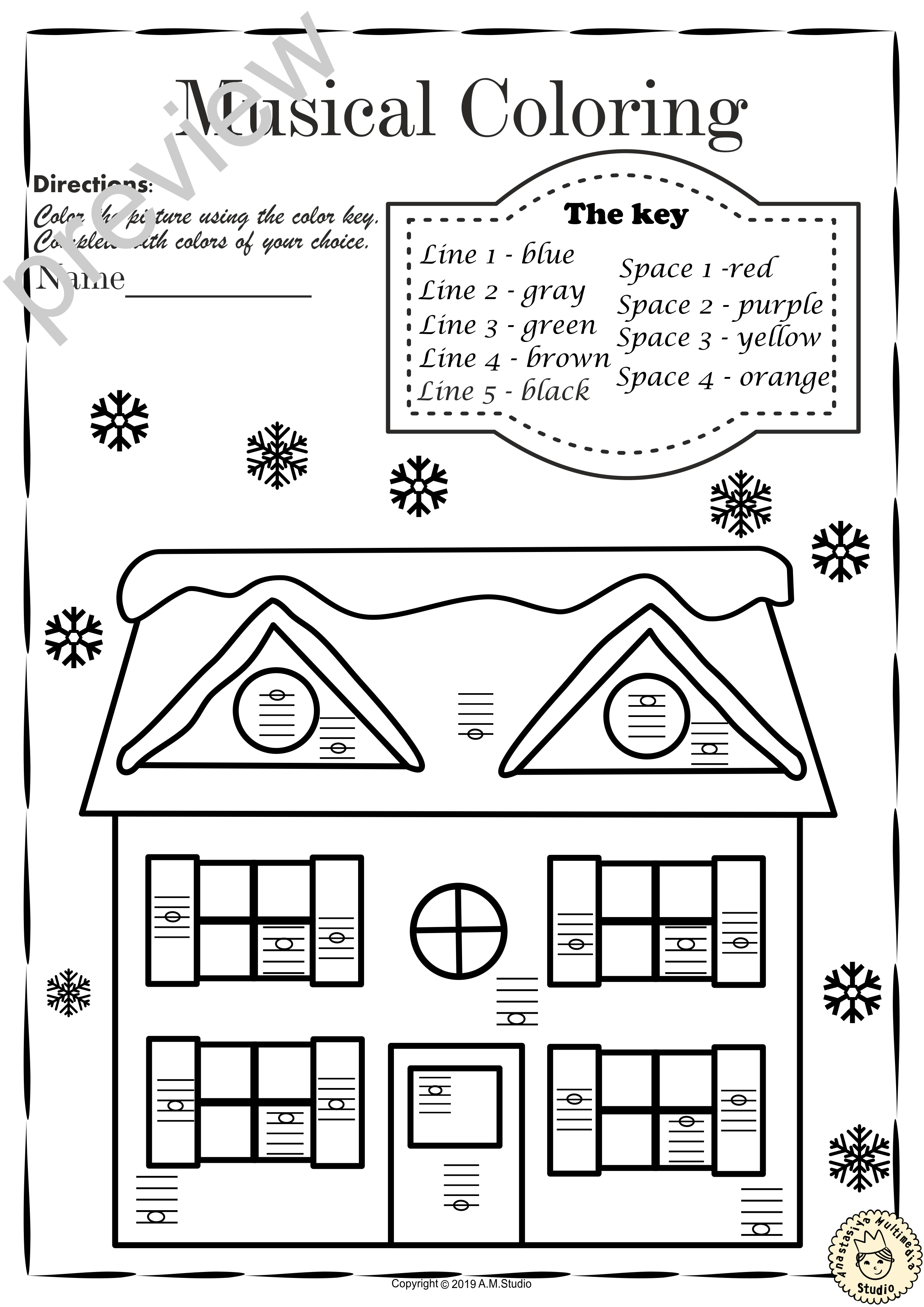 Musical Coloring Pages for Winter {Lines and Spaces} with answers (img # 4)