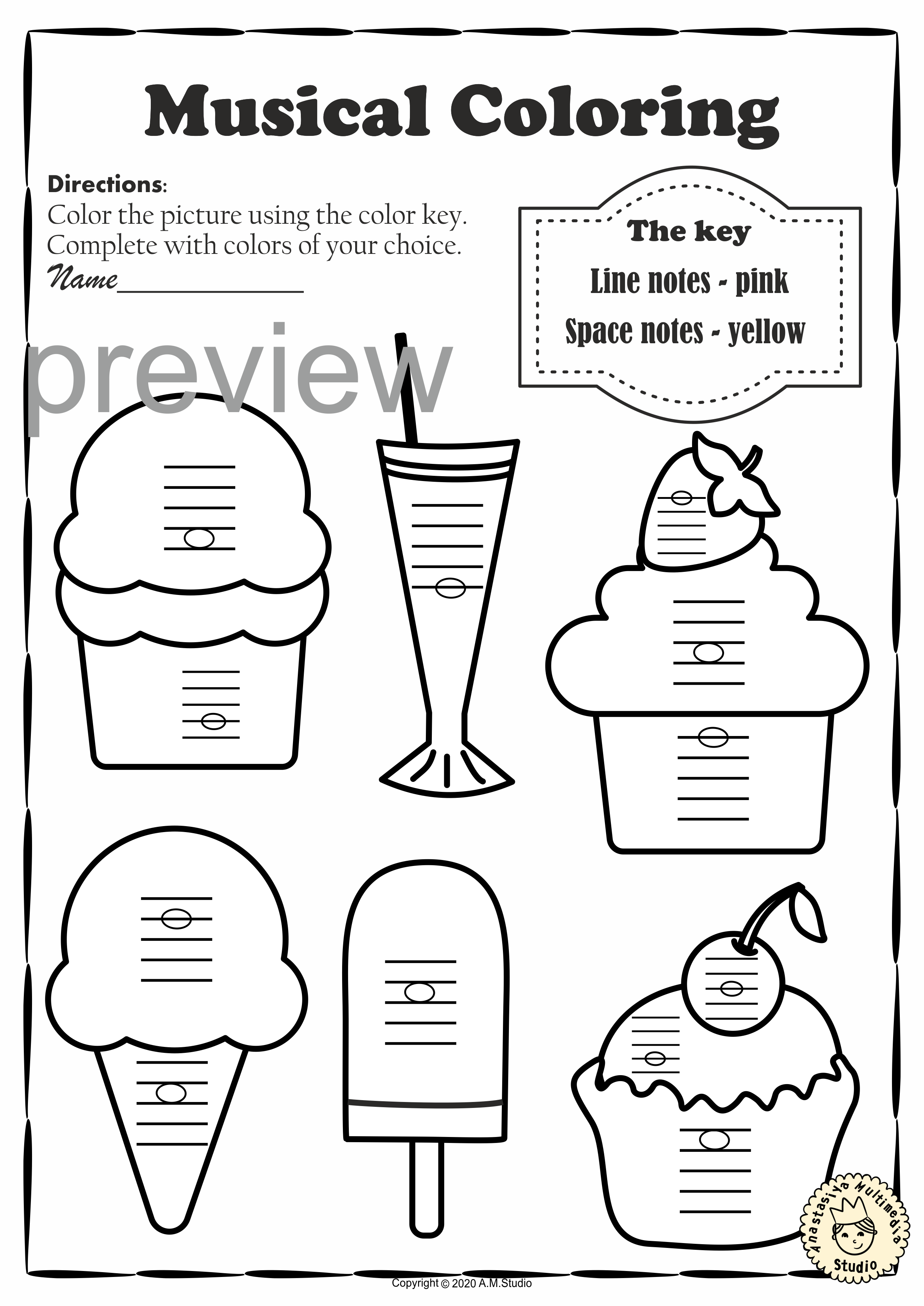Summer Music Coloring Pages | Lines and Spaces Coloring Worksheets (img # 1)