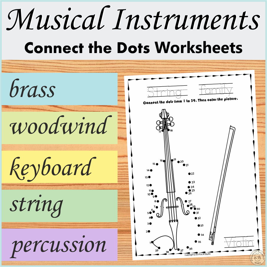 Musical Instruments Dot to dot Worksheets (img # 1)