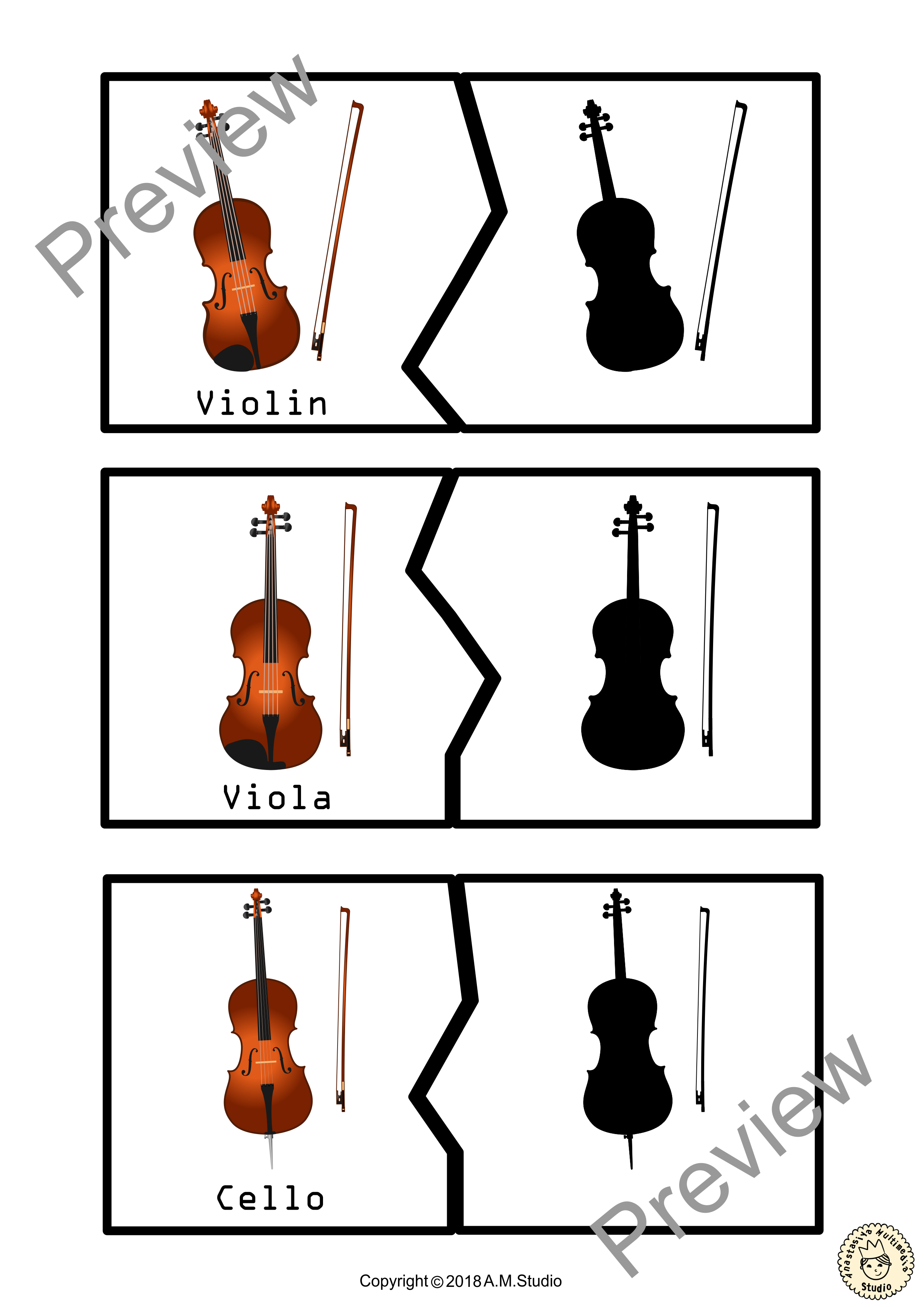 Musical Instruments Shadow Matching Puzzles (img # 1)
