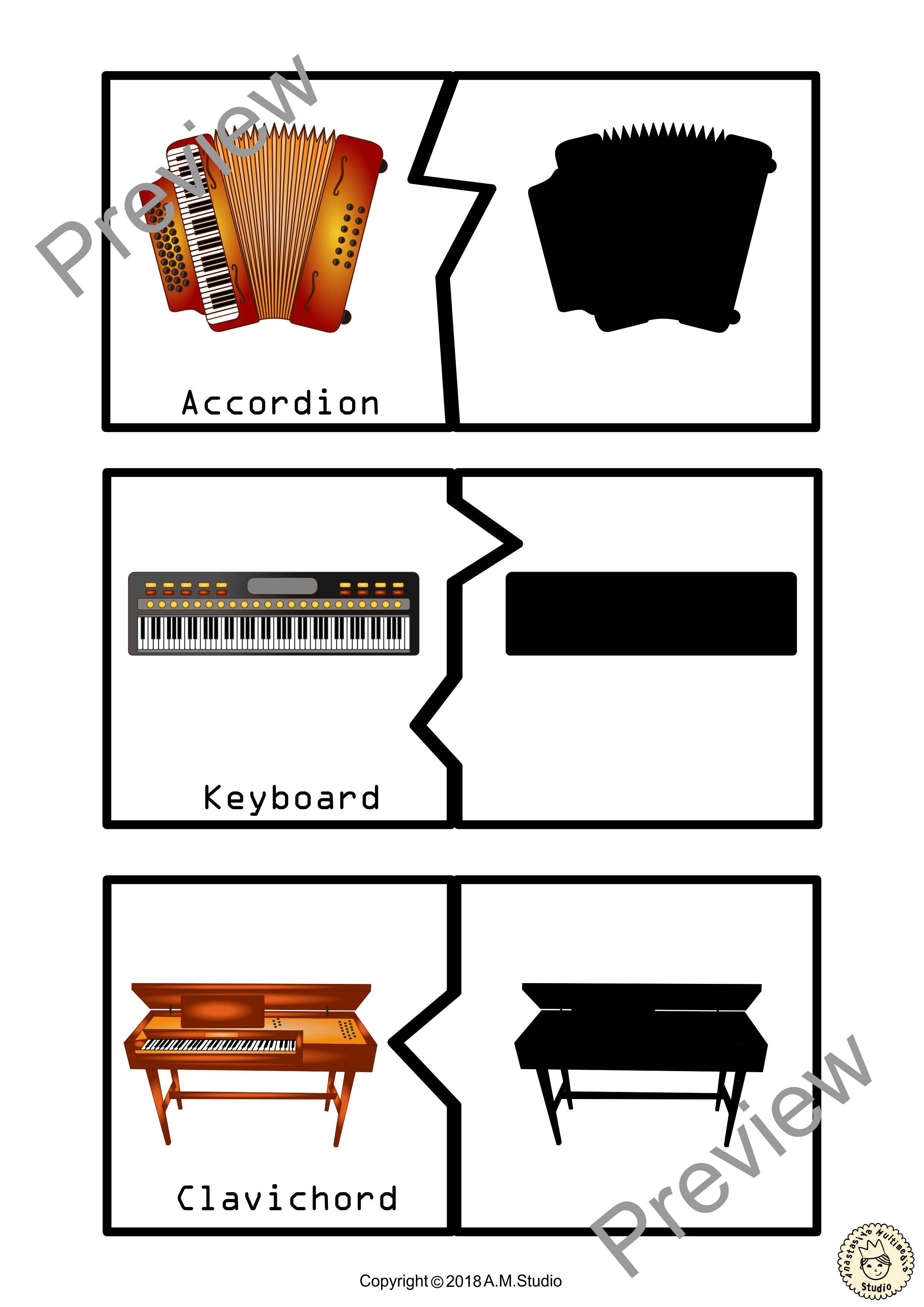 Musical Instruments Shadow Matching Puzzles (img # 3)
