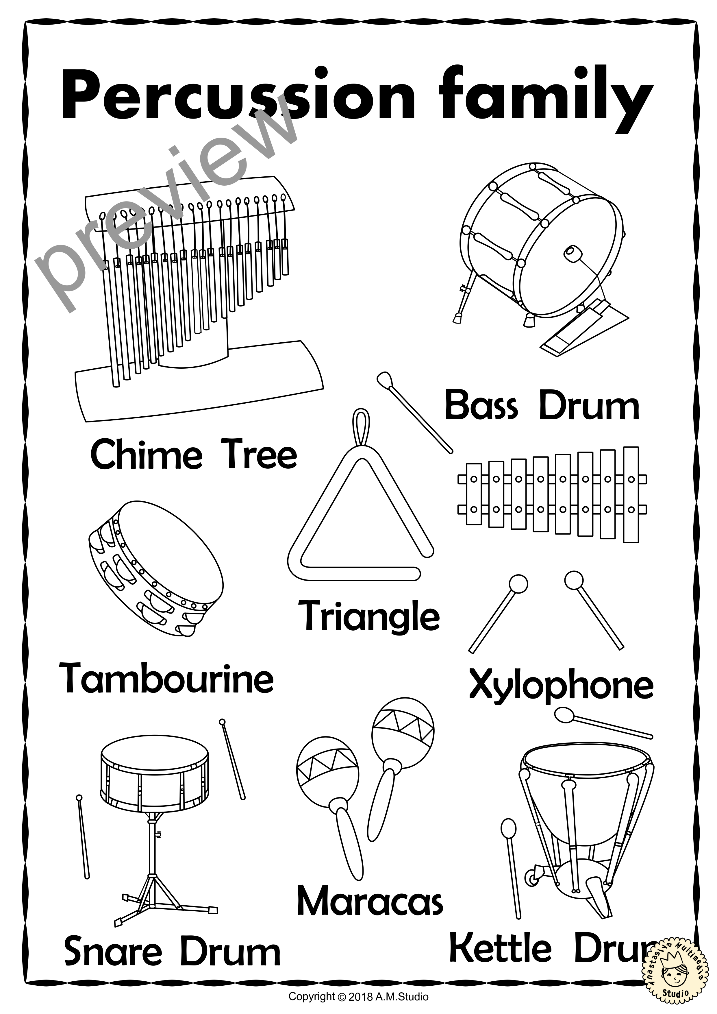 Percussion Instruments Line Puzzles (img # 2)