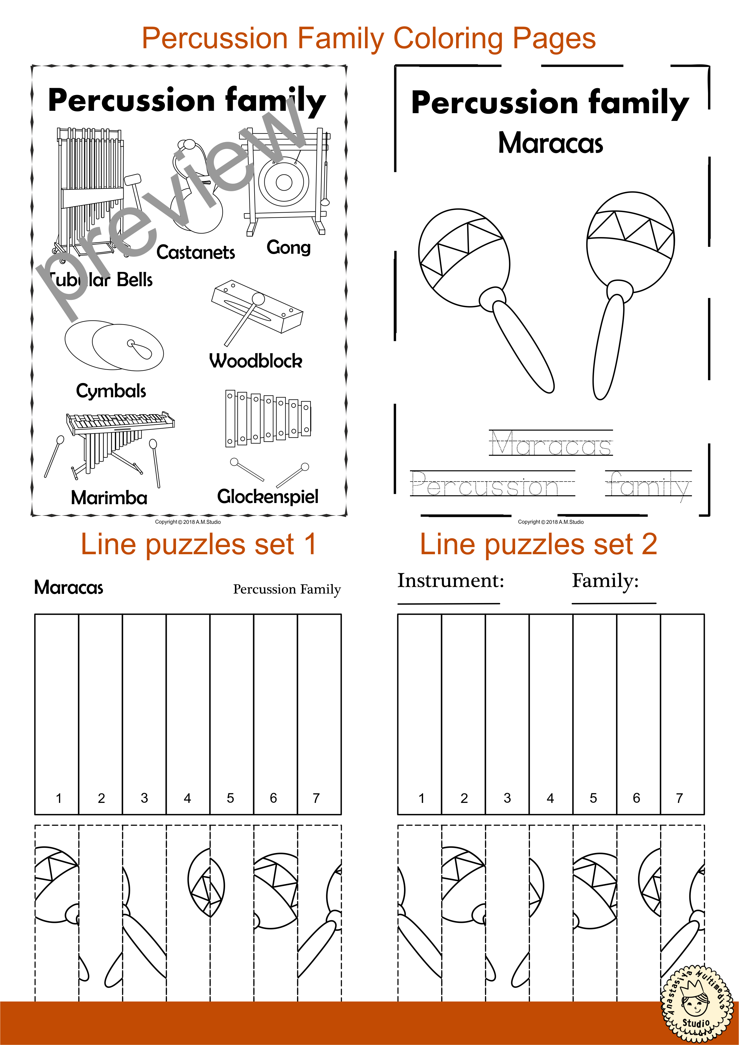 Percussion Instruments Line Puzzles (img # 1)
