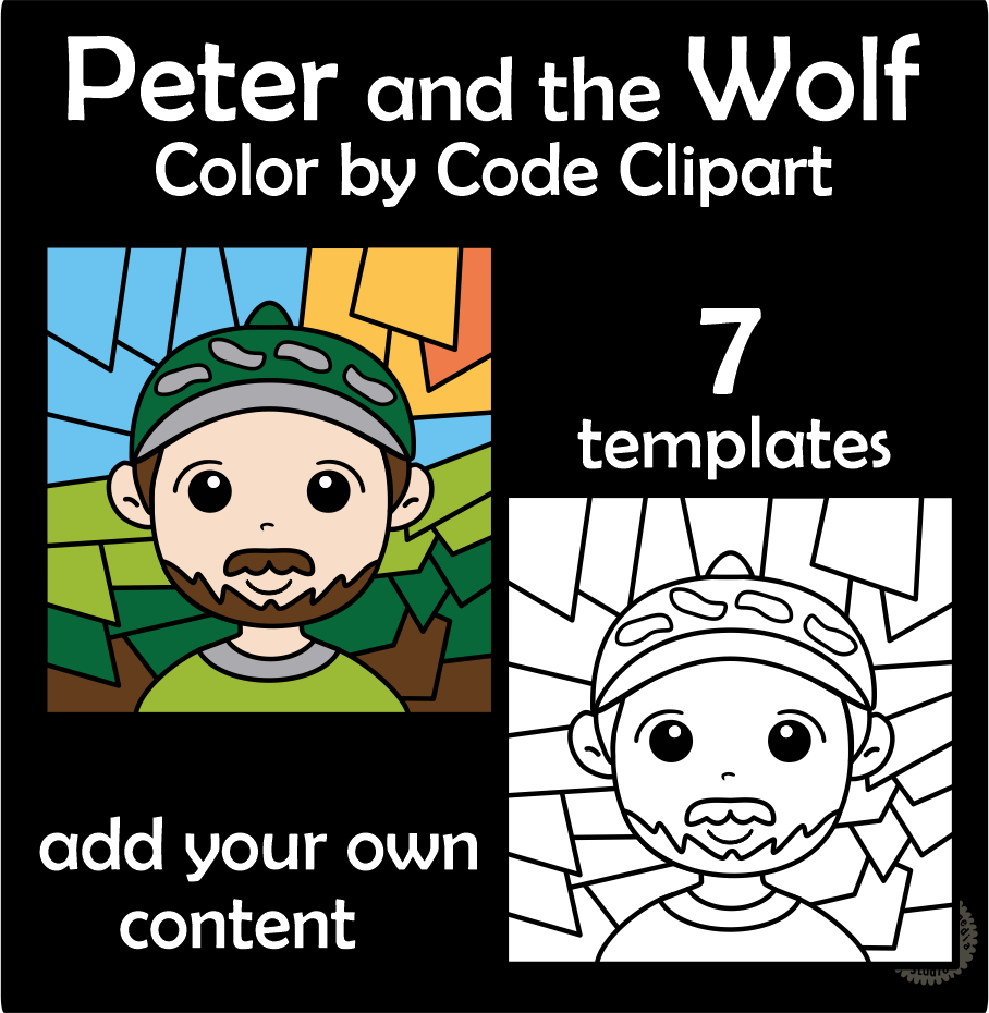 Peter and the Wolf Color by Code Clipart (img # 1)