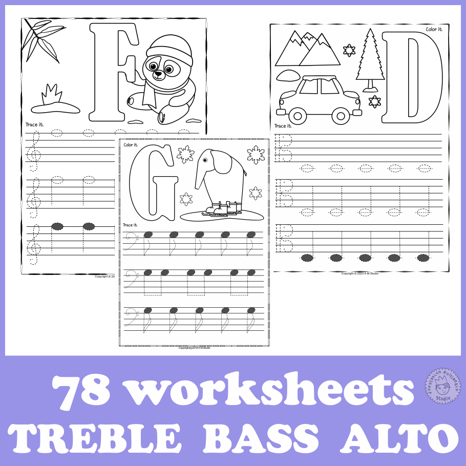 Musical Tracing Worksheets Bundle for Winter (img # 2)