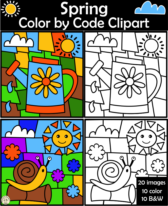 Spring Color by Code Clipart (img # 1)