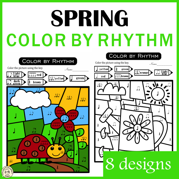 Spring Music Color by Code Worksheets | Color by Rhythm (img # 1)