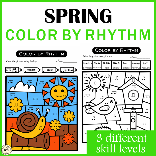 Spring Music Color by Code Worksheets | Color by Rhythm (img # 2)