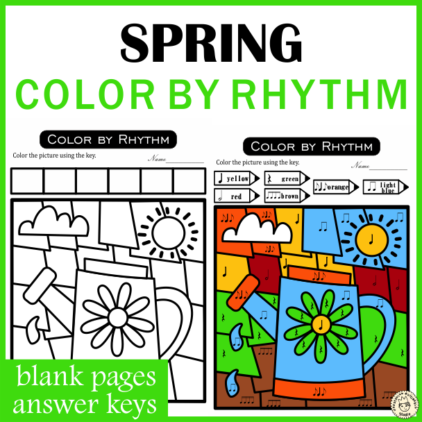 Spring Music Color by Code Worksheets | Color by Rhythm (img # 3)