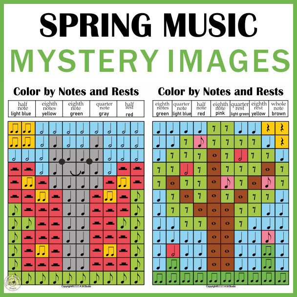 Spring Music Activites - Color by Note Mystery Pictures (img # 1)