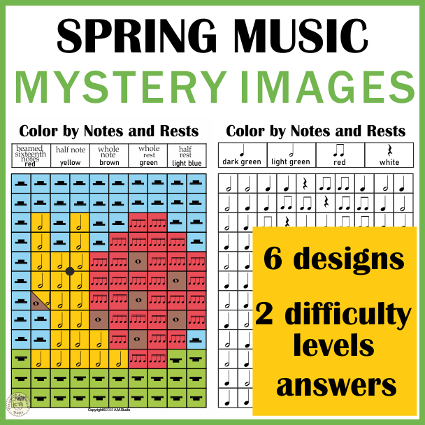 Spring Music Activites - Color by Note Mystery Pictures (img # 2)