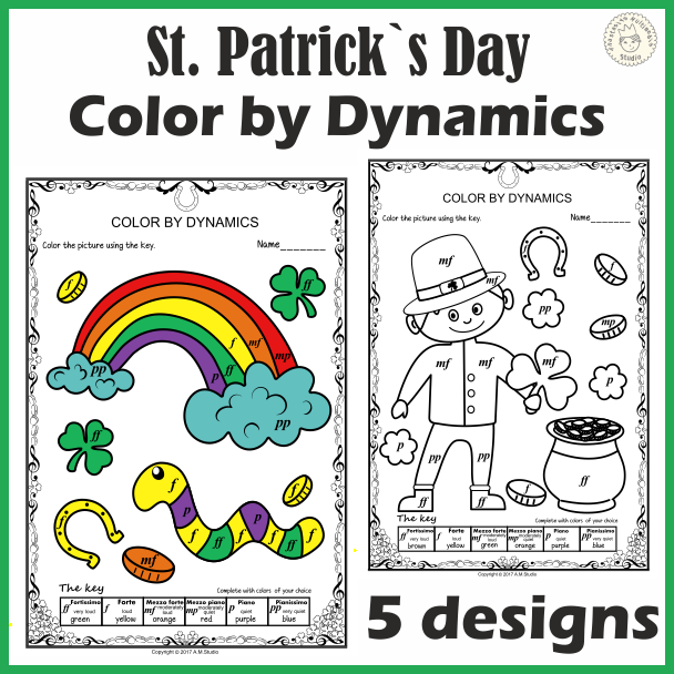 St. Patrick's Day Music Coloring Pages | Color by Dynamics (img # 1)