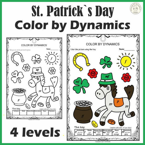 St. Patrick's Day Music Coloring Pages | Color by Dynamics (img # 2)