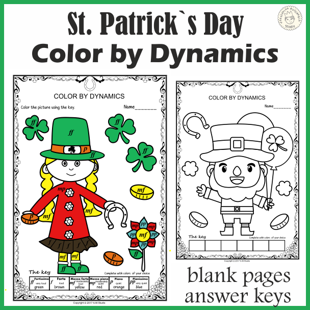 St. Patrick's Day Music Coloring Pages | Color by Dynamics (img # 3)