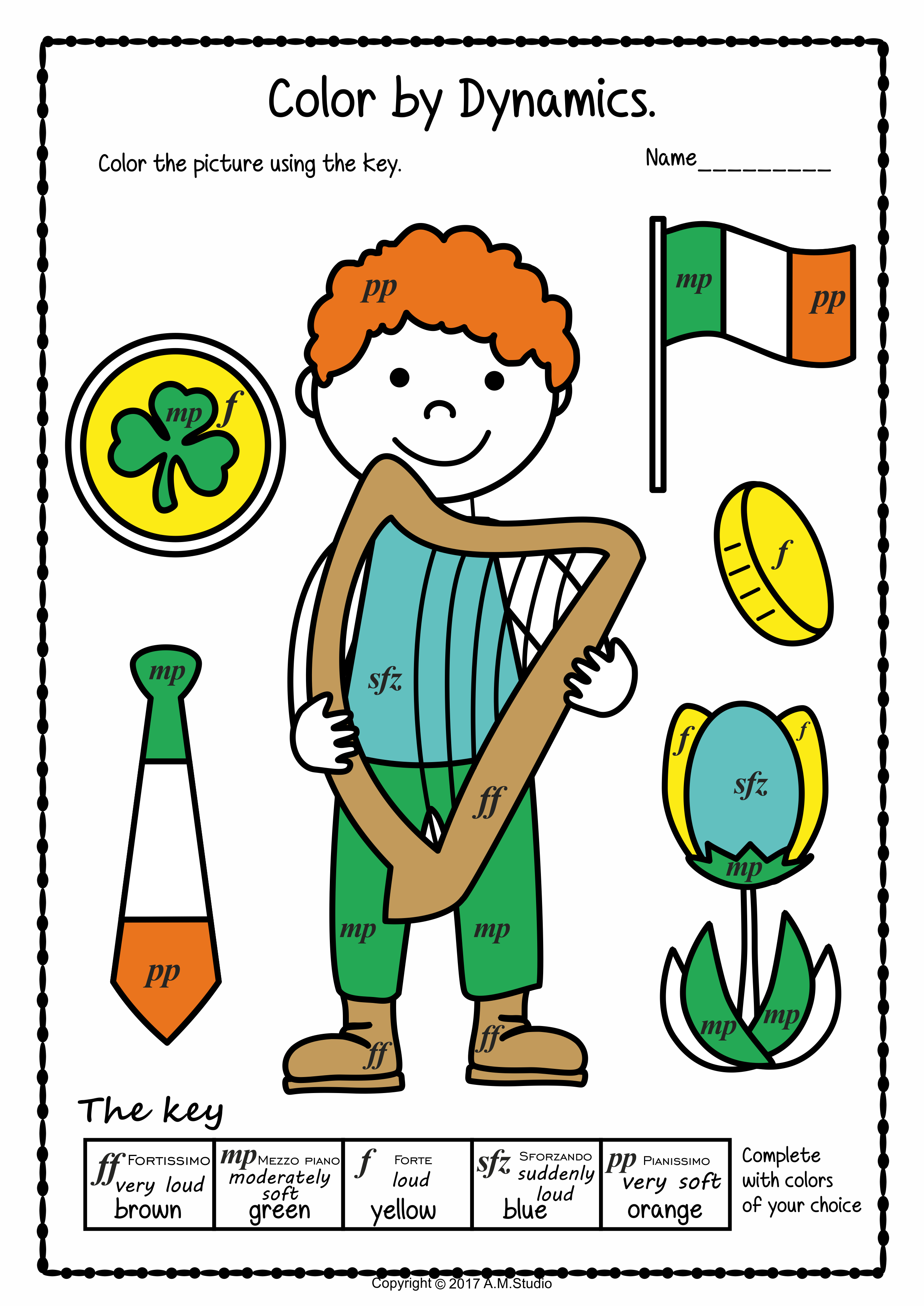 St. Patrick`s Day Music Coloring Worksheets (img # 3)