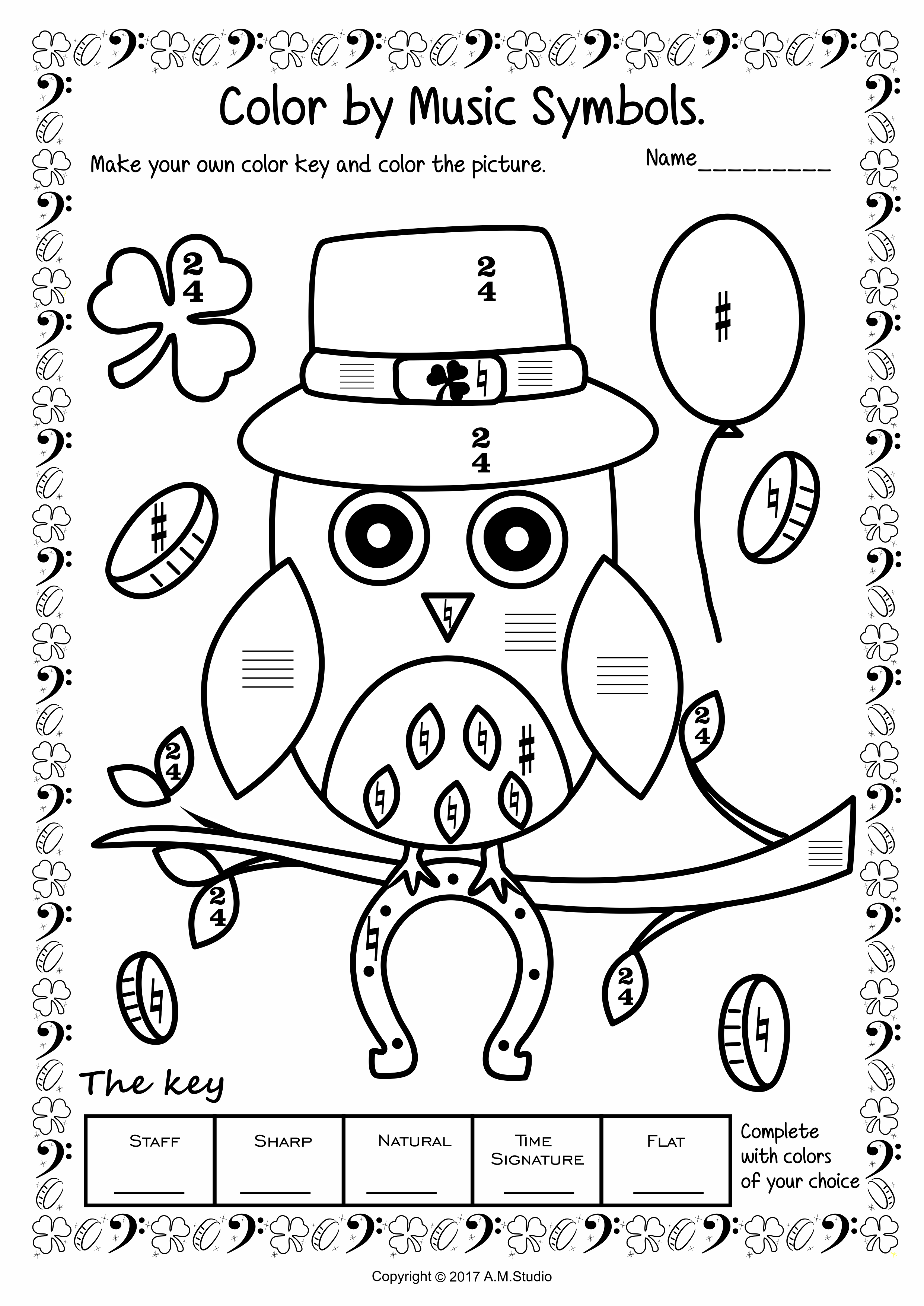 St. Patrick`s Day Music Coloring Worksheets (img # 1)