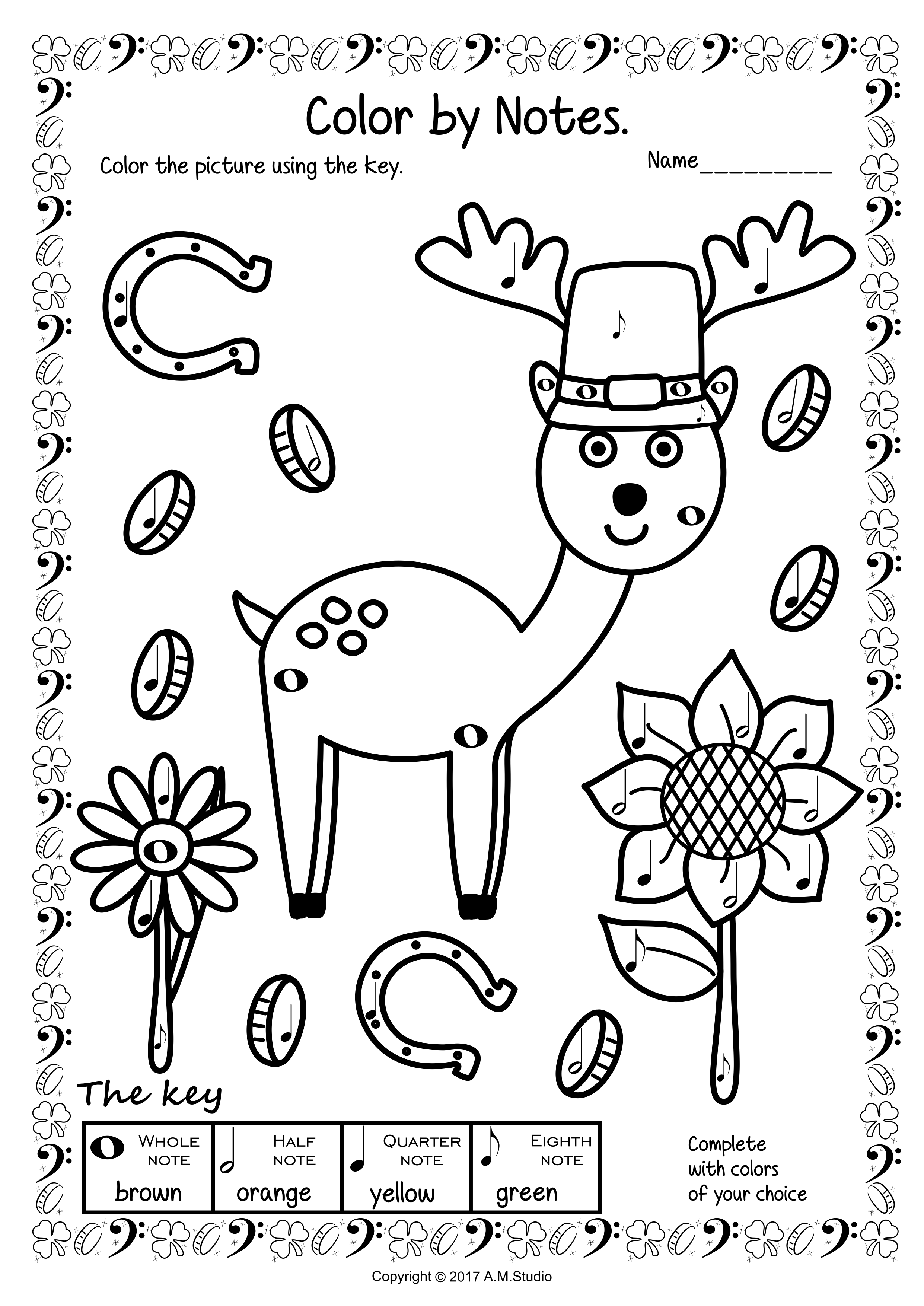 St. Patrick`s Day Music Coloring Worksheets (img # 2)
