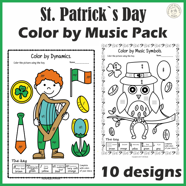 St. Patrick`s Day Music Coloring Worksheets (img # 1)