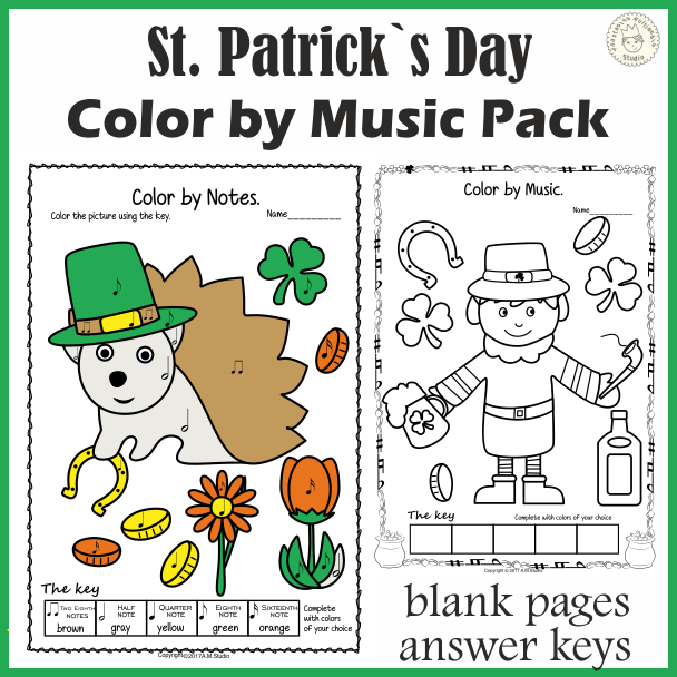 St. Patrick`s Day Music Coloring Worksheets (img # 2)